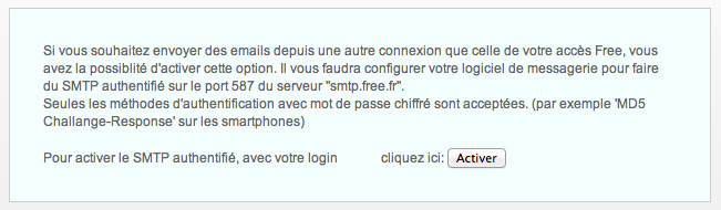 Authentification SMTP Free.fr