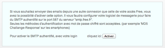 Authentification SMTP Free.fr